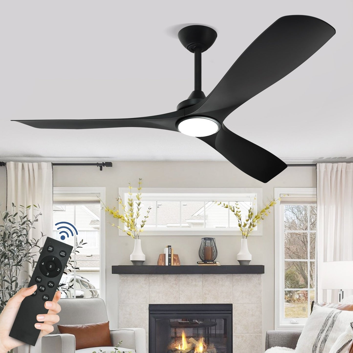 Ventilateur de plafond encastré avec télécommande et éclairage