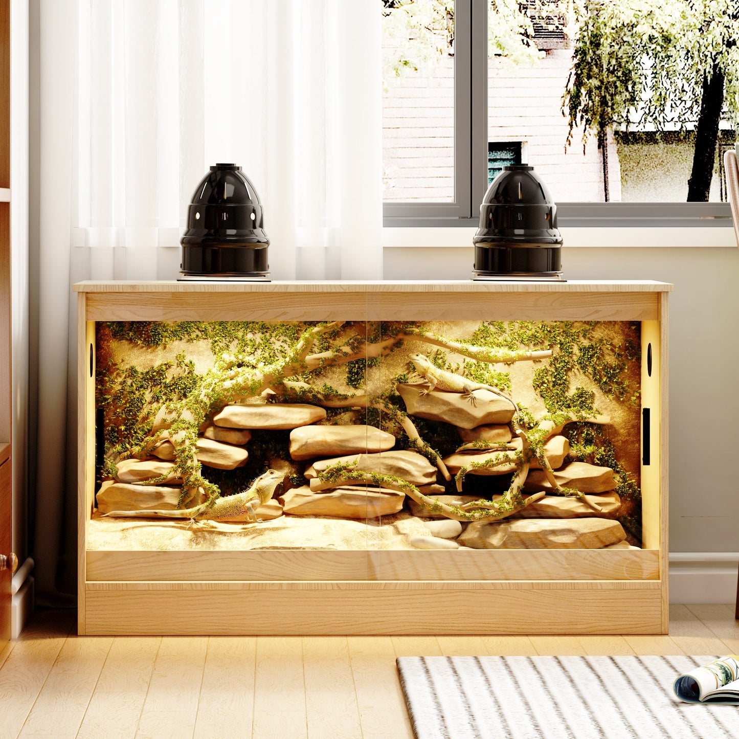 Habitat pour reptiles - Terrarium spacieux pour lézards, serpents et autres - 47,2