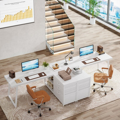 Bureau d'angle réversible en forme de L avec tiroirs de classement, bureau d'ordinateur d'angle