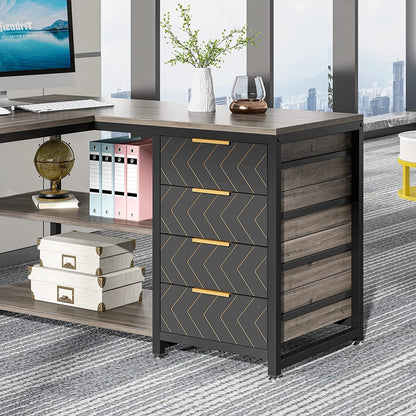 Bureau d'ordinateur réversible en forme de L, table d'écriture robuste, poste de travail