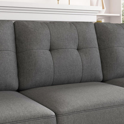 Canapé sectionnel réversible en L, convertible, 4 places, gris foncé