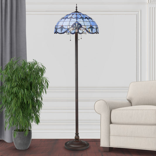 Lampadaire encastré River of Goods Allistar en vitrail et résine, 3 lumières, hauteur 162,5 cm (20 po x 20 po x 64 po) - 51 cm (20 po) L x 51 cm (20 po) l x 162,5 cm (64 po) H