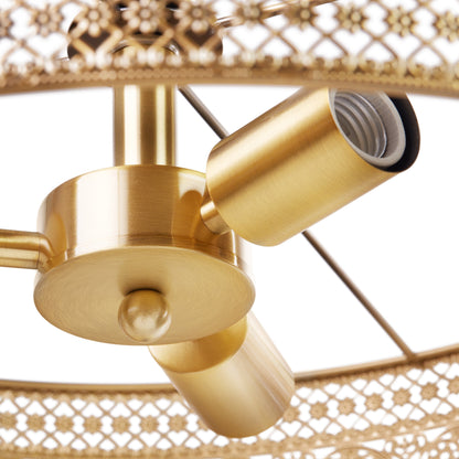 Lustre River of Goods Bryar en laiton et cristal, 3 lumières, 23,5 W - 23,5 x 23,5 x 61,5