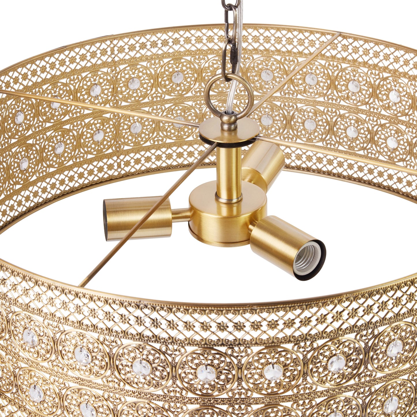 Lustre River of Goods Bryar en laiton et cristal, 3 lumières, 23,5 W - 23,5 x 23,5 x 61,5