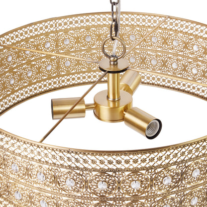 Lustre River of Goods Bryar en laiton et cristal, 3 lumières, 23,5 W - 23,5 x 23,5 x 61,5