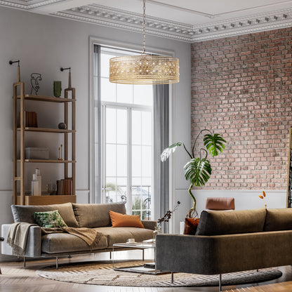 Lustre River of Goods Bryar en laiton et cristal, 3 lumières, 23,5 W - 23,5 x 23,5 x 61,5