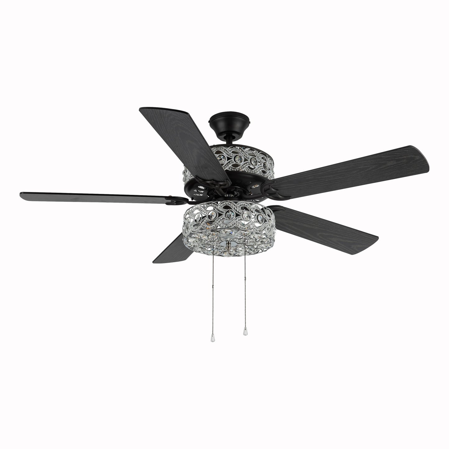 Ventilateur de plafond River of Goods Olivia, finition bronze huilé/cristal, 132 cm (52 ​​po) à DEL - 132 cm (52 ​​po) L x 132 cm (52 ​​po) l x 46 cm (18,25 po) H