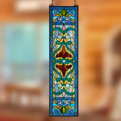 Panneau de vitrail victorien « Fleur de Lys » de River of Goods - 9,5 cm (L) x 0,25 cm (l) x 36 cm (H)