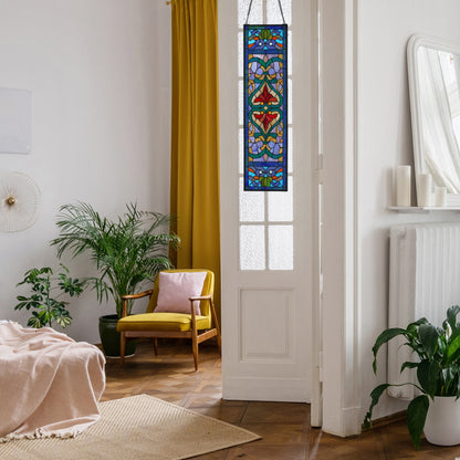 Panneau de vitrail victorien « Fleur de Lys » de River of Goods - 9,5 cm (L) x 0,25 cm (l) x 36 cm (H)