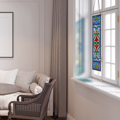 Panneau de vitrail victorien « Fleur de Lys » de River of Goods - 9,5 cm (L) x 0,25 cm (l) x 36 cm (H)