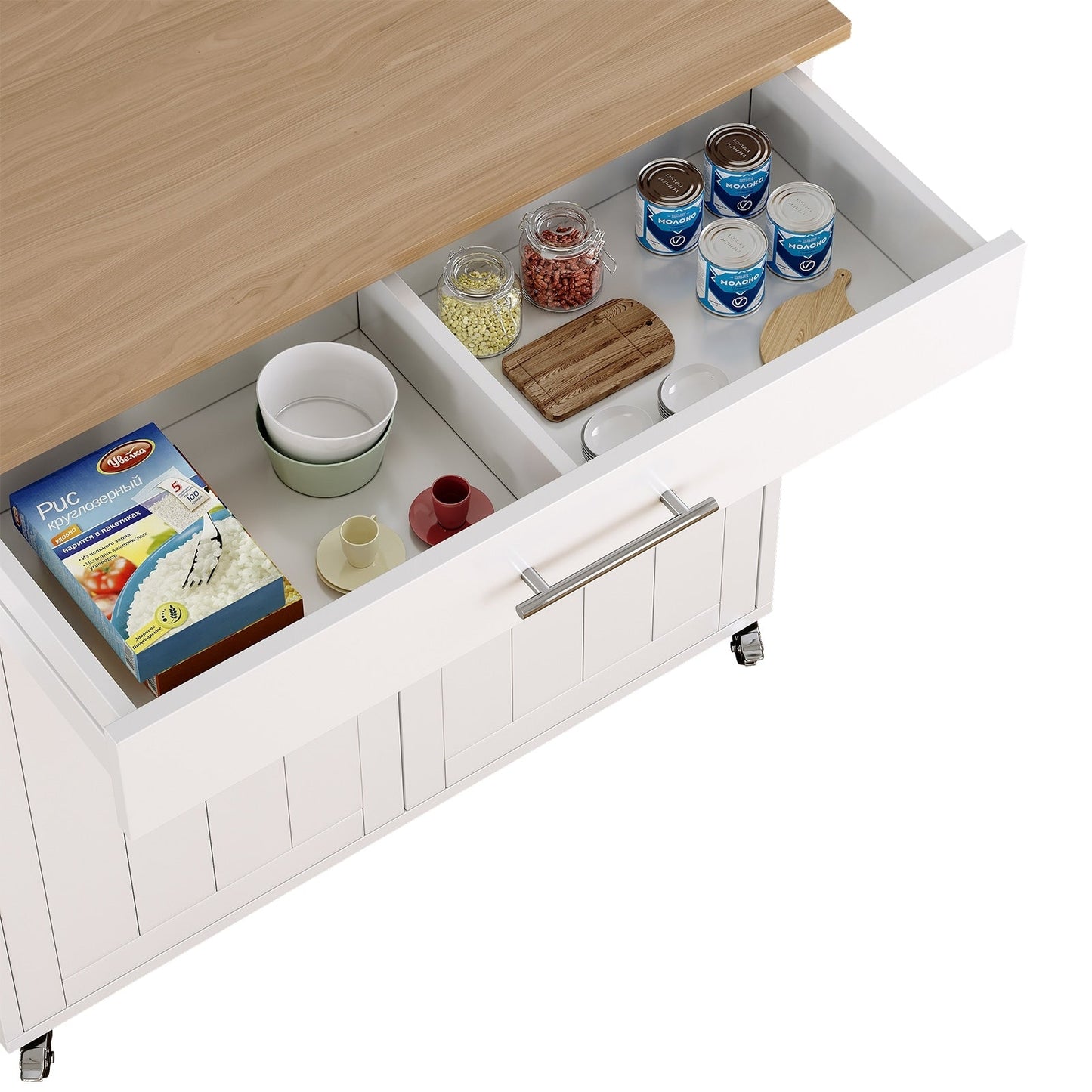 Îlot de cuisine mobile avec armoire de rangement