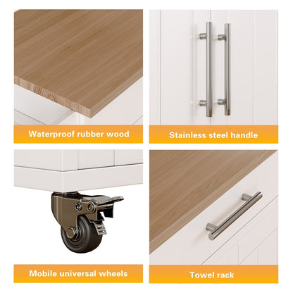 Îlot de cuisine mobile avec armoire de rangement