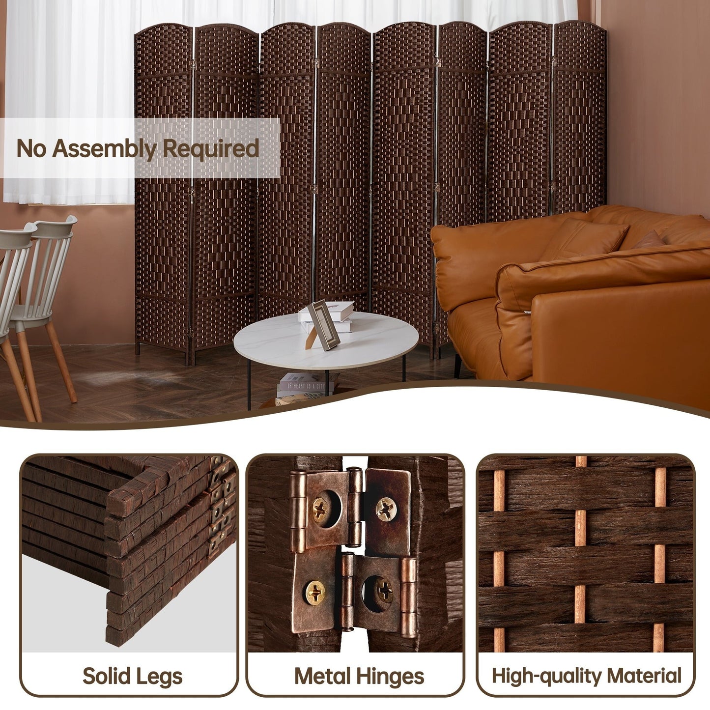 Paravent pliable autoportant en fibre tissée de 1,83 m de haut