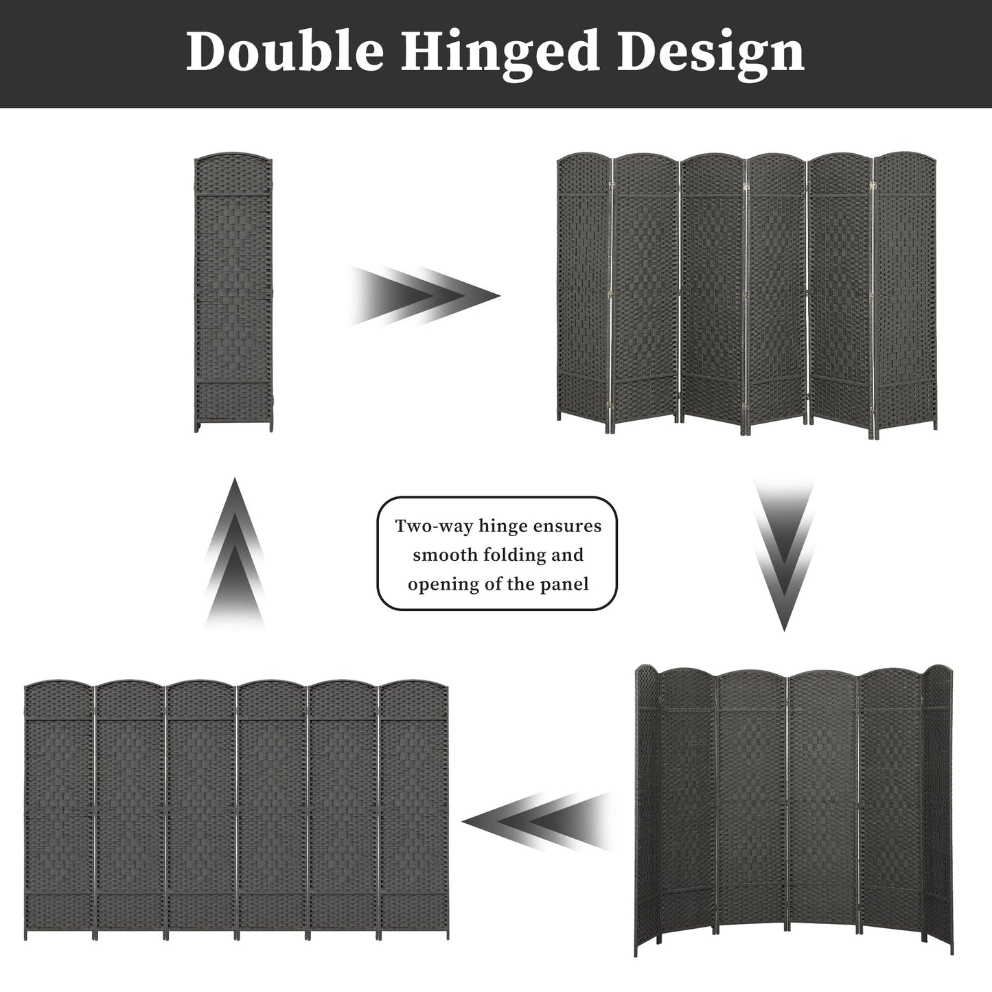 Paravent pliable autoportant en fibre tissée de 1,83 m de haut