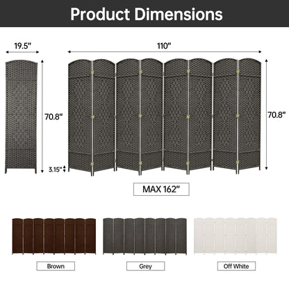 Paravent pliable autoportant en fibre tissée de 1,83 m de haut