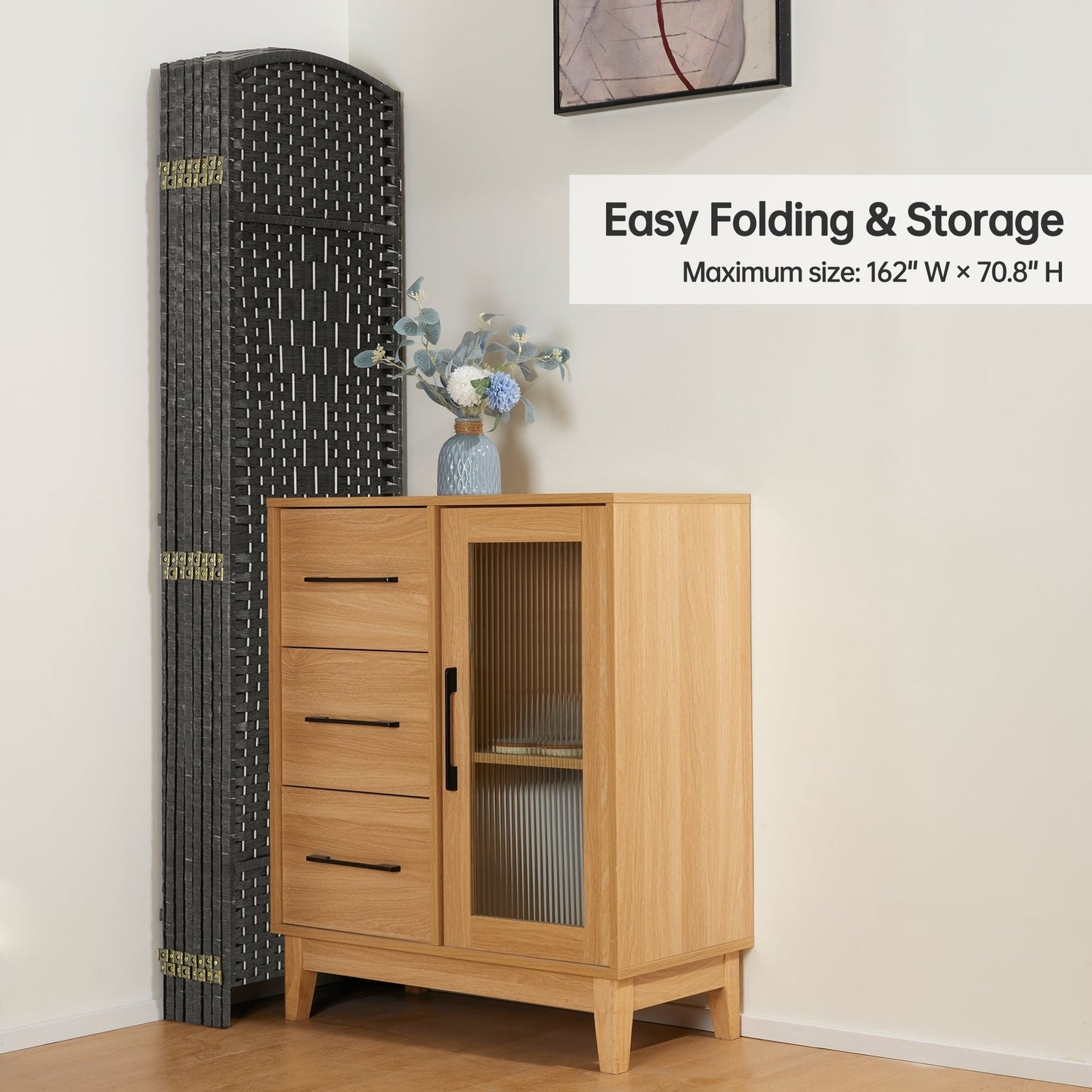 Paravent pliable autoportant en fibre tissée de 1,83 m de haut