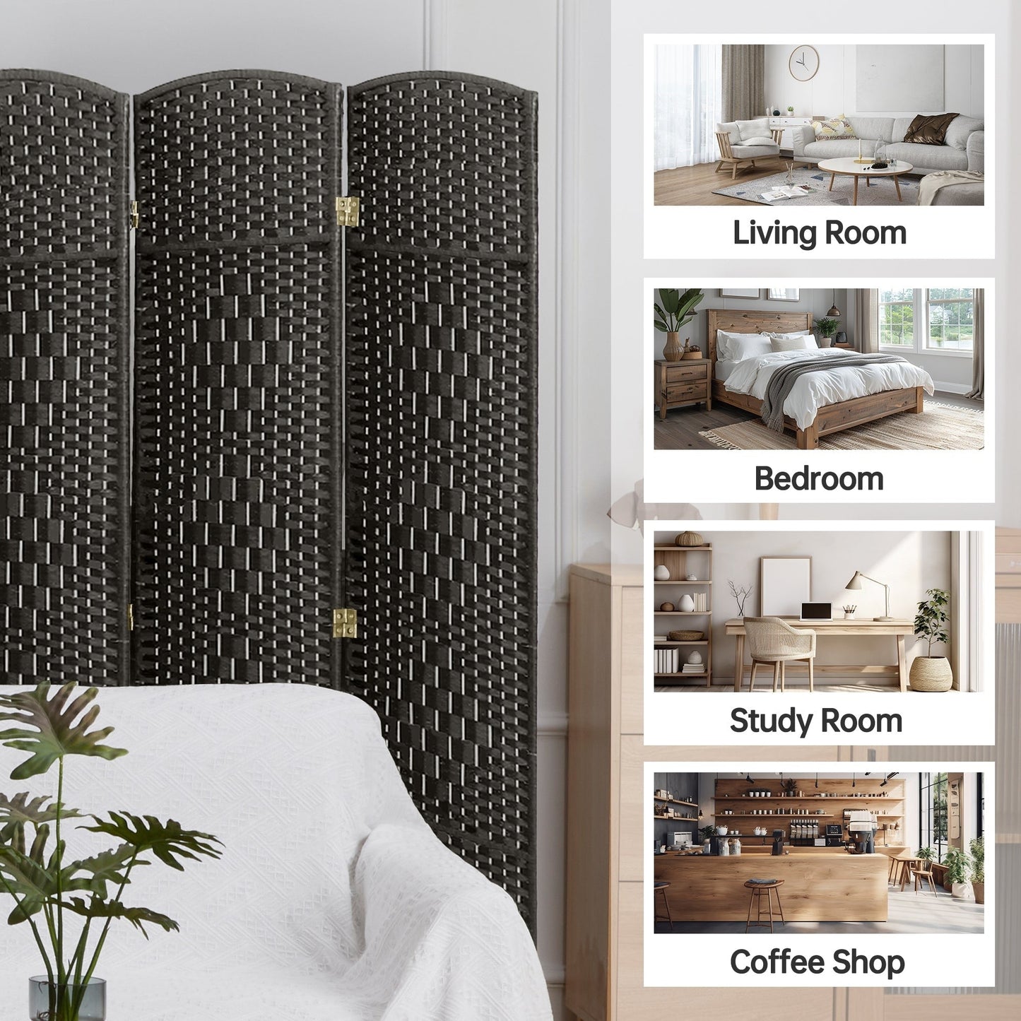 Paravent pliable autoportant en fibre tissée de 1,83 m de haut