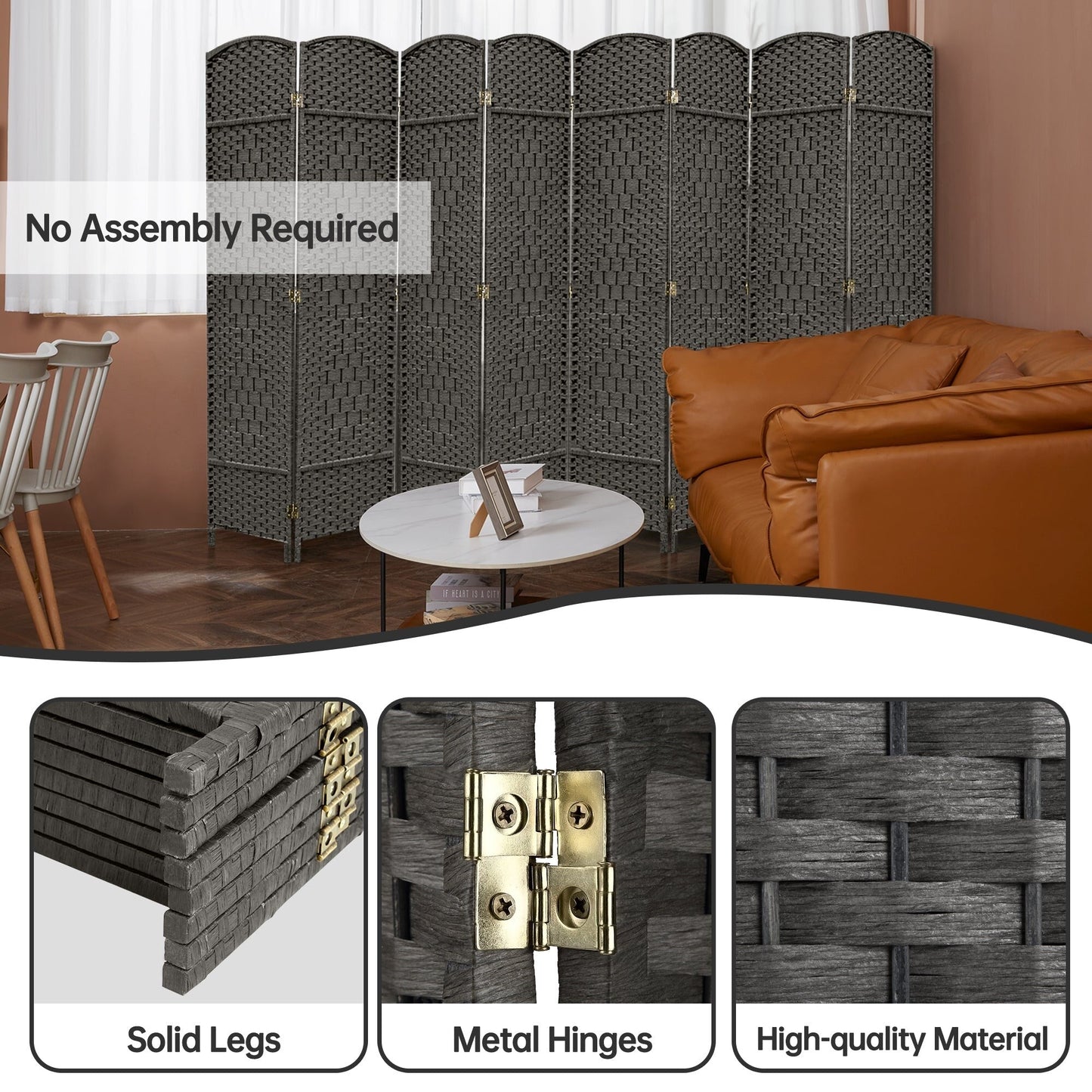 Paravent pliable autoportant en fibre tissée de 1,83 m de haut