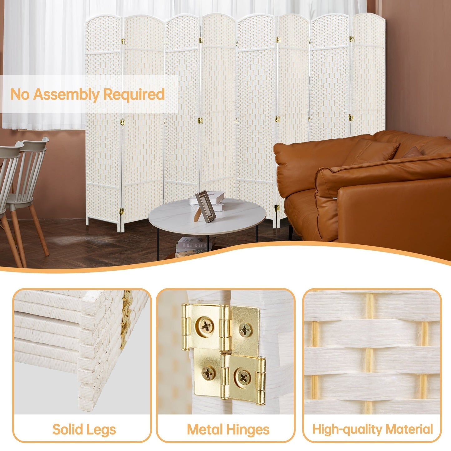 Paravent pliable autoportant en fibre tissée de 1,83 m de haut