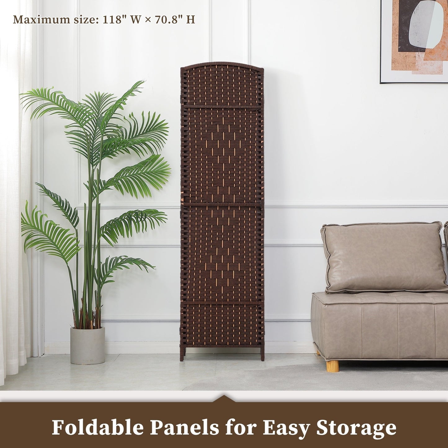 Paravent pliable autoportant en fibre tissée de 1,83 m de haut