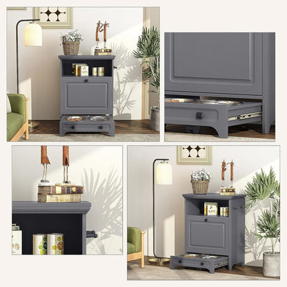 Station d'alimentation pour chiens Roomfitters avec 2 gamelles surélevées, meuble d'alimentation inclinable pour animaux de compagnie