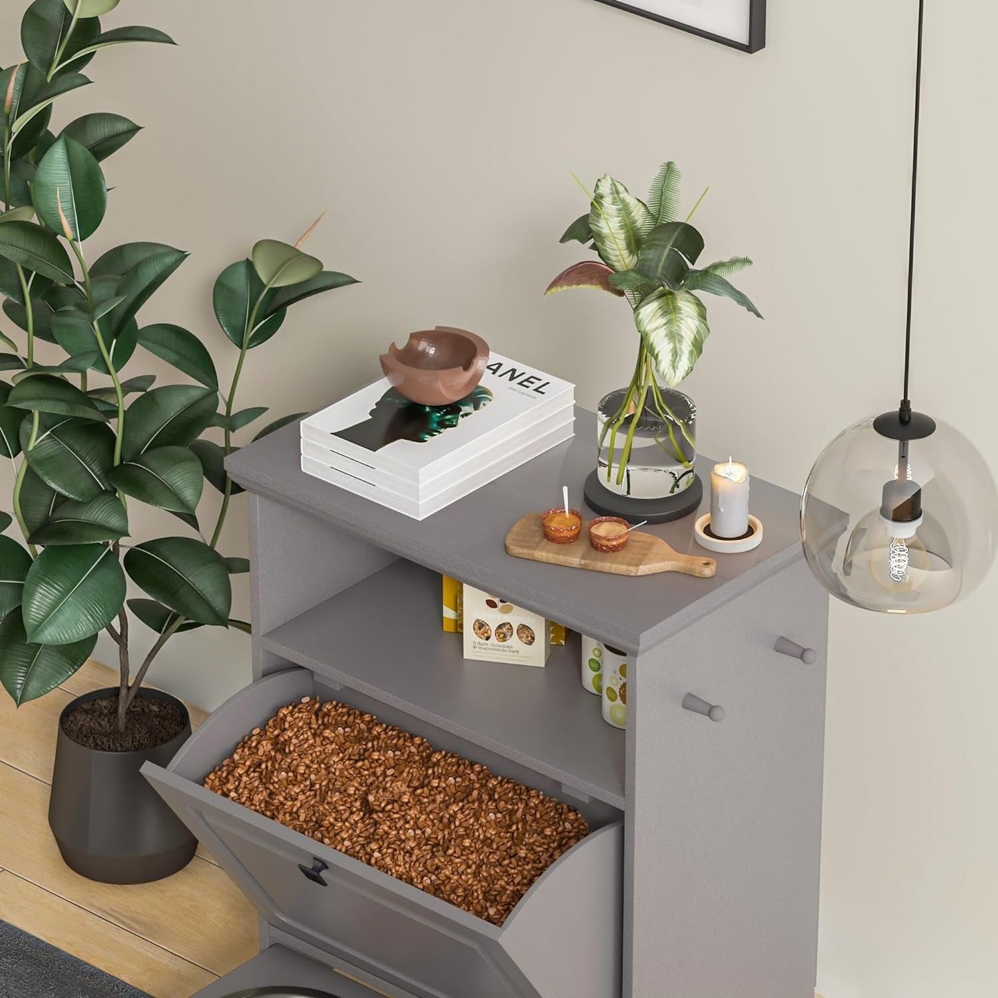 Station d'alimentation pour chiens Roomfitters avec 2 gamelles surélevées, meuble d'alimentation inclinable pour animaux de compagnie