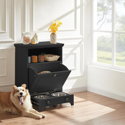 Station d'alimentation pour chiens Roomfitters avec 2 gamelles surélevées, meuble d'alimentation inclinable pour animaux de compagnie