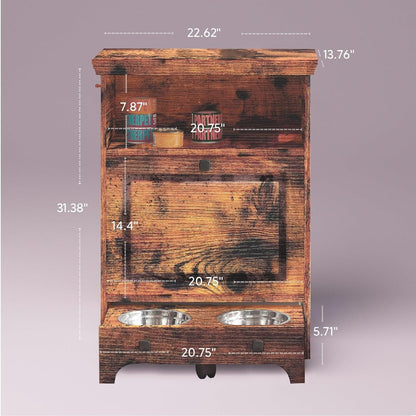 Station d'alimentation pour chiens Roomfitters avec 2 gamelles surélevées, meuble d'alimentation inclinable pour animaux de compagnie