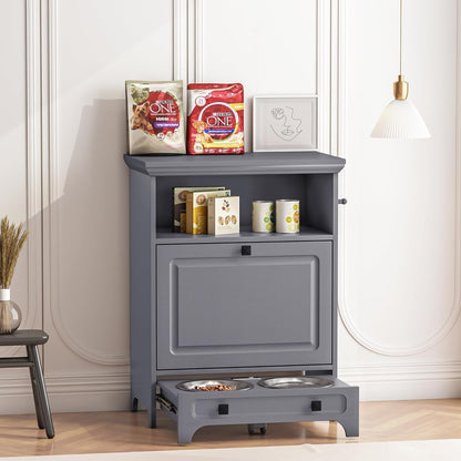 Station d'alimentation pour chiens Roomfitters avec 2 gamelles surélevées, meuble d'alimentation inclinable pour animaux de compagnie