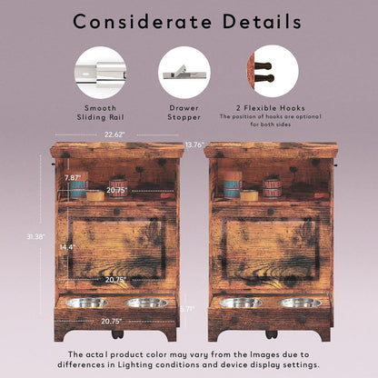 Station d'alimentation pour chiens Roomfitters avec 2 gamelles surélevées, meuble d'alimentation inclinable pour animaux de compagnie