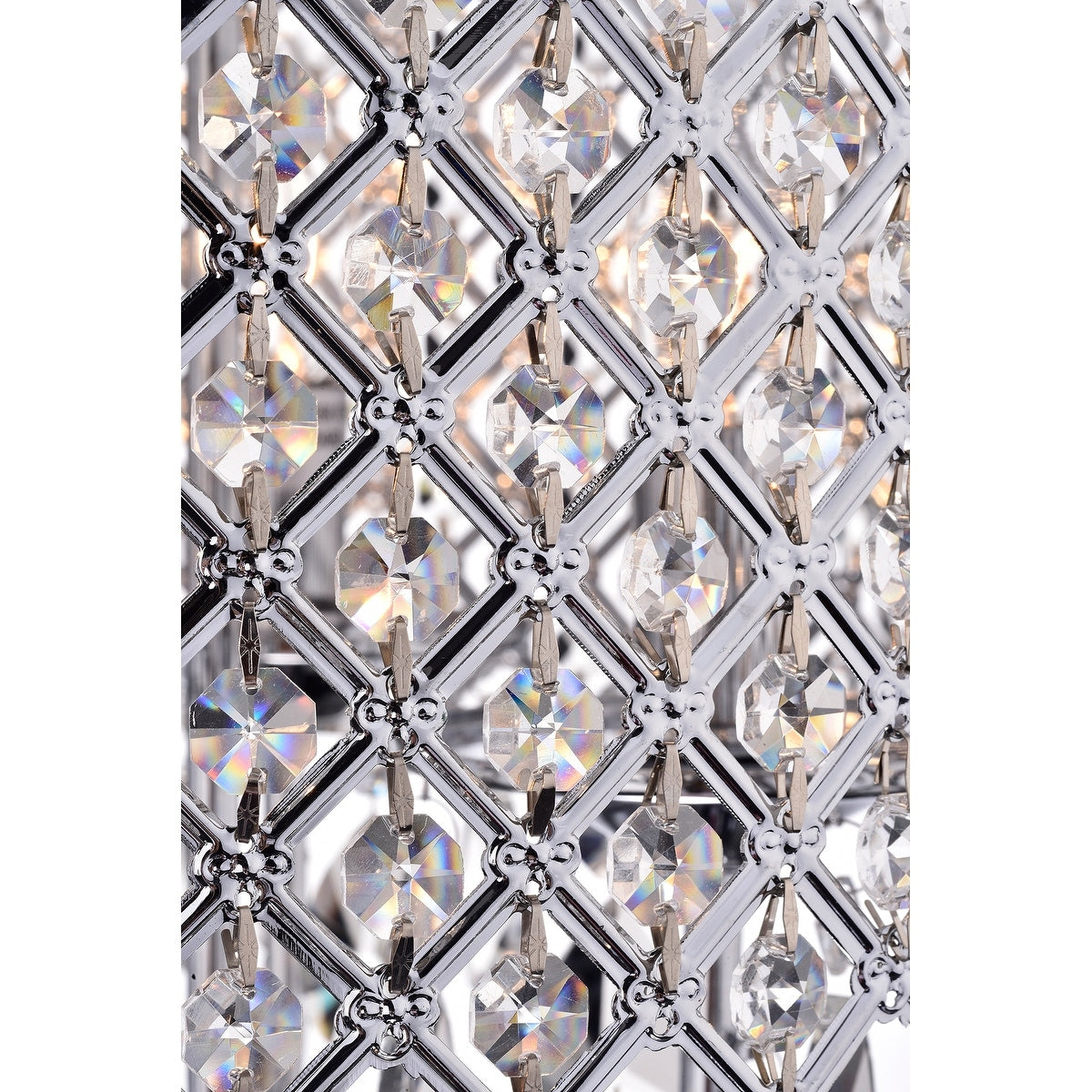 Lustre tambour rond à perles avec cristaux suspendus