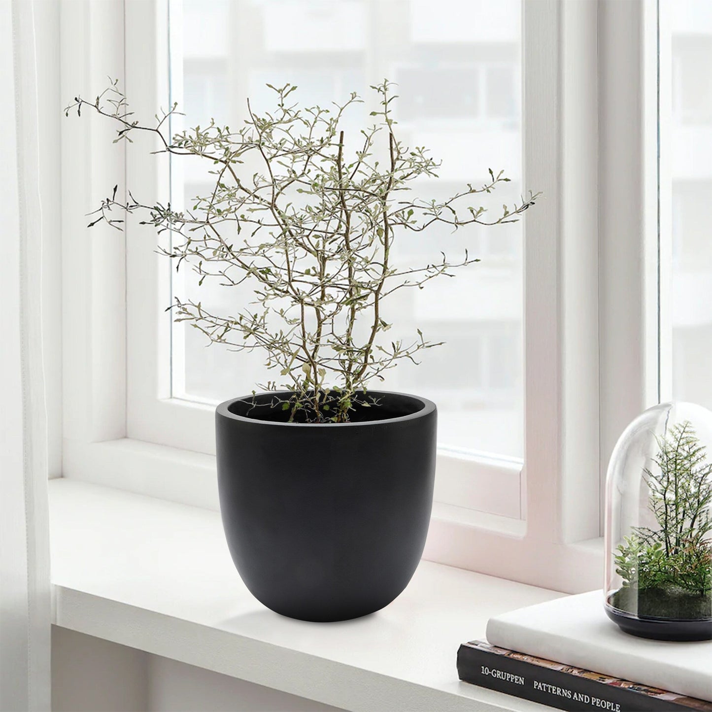 Pot de fleurs conique rond en oxyde de magnésium (MgO), pour intérieur et extérieur