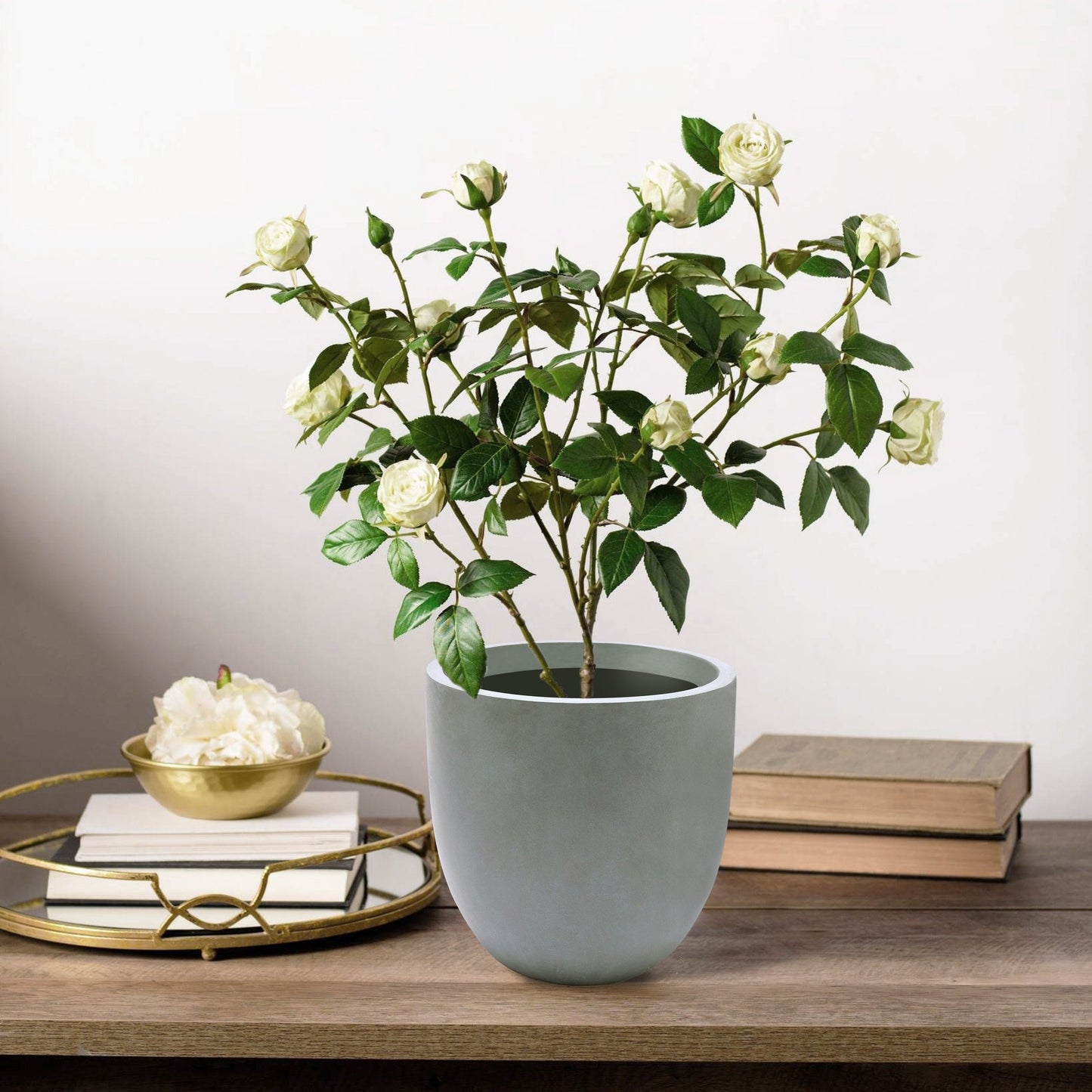 Pot de fleurs conique rond en oxyde de magnésium (MgO), pour intérieur et extérieur