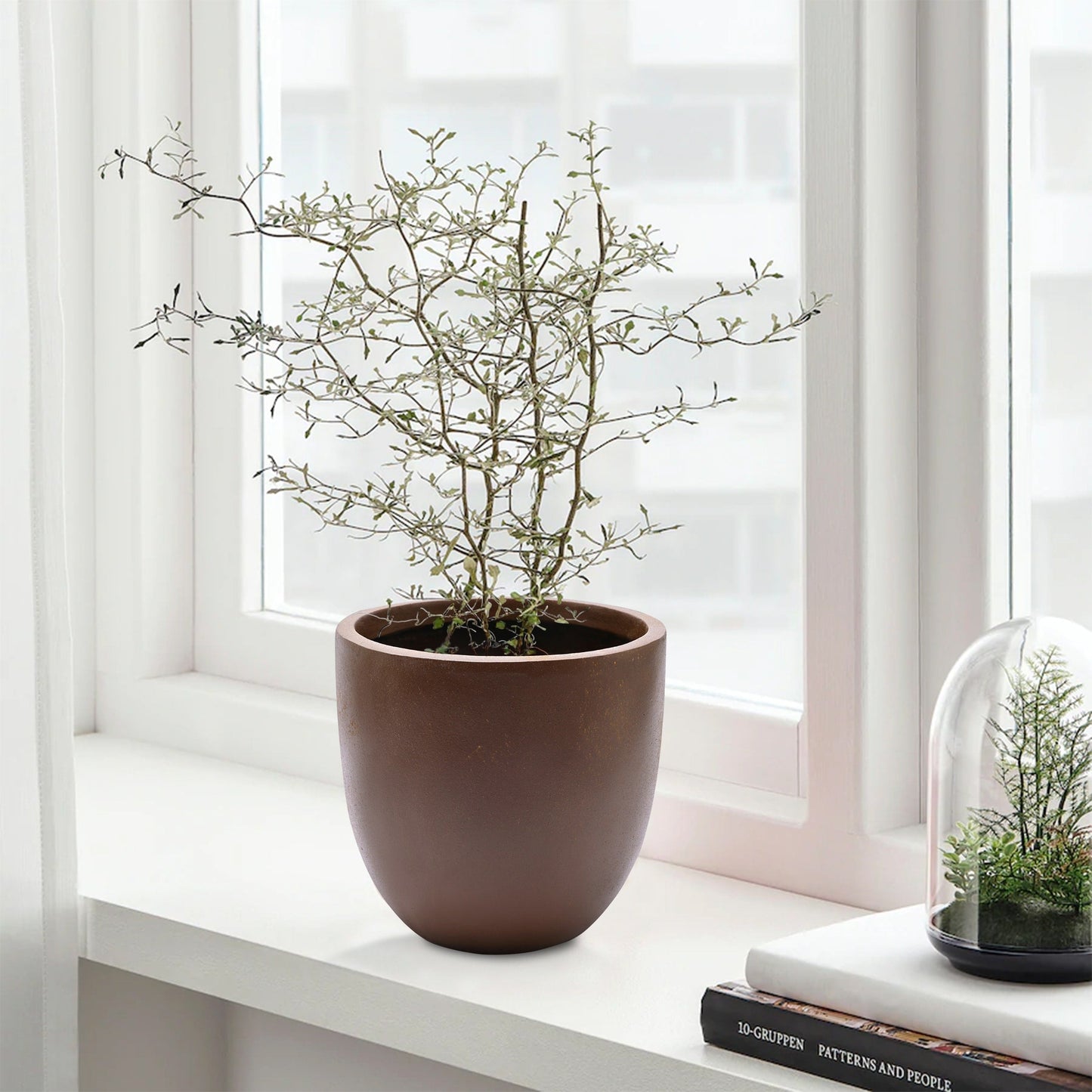 Pot de fleurs conique rond en oxyde de magnésium (MgO), pour intérieur et extérieur
