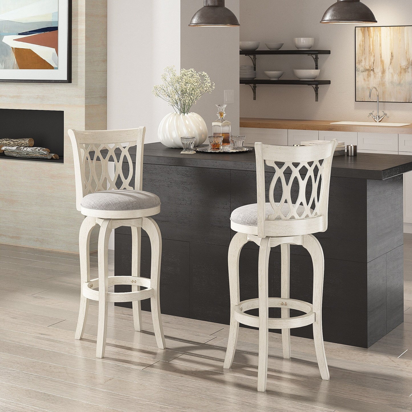 Tabouret de bar pivotant à dossier ajouré Rovinj