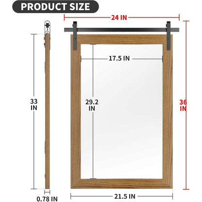 Miroir mural de style champêtre, miroir de salle de bain de ferme, miroir de grange, miroir de coiffeuse avec cadre en bois (1 pièce)