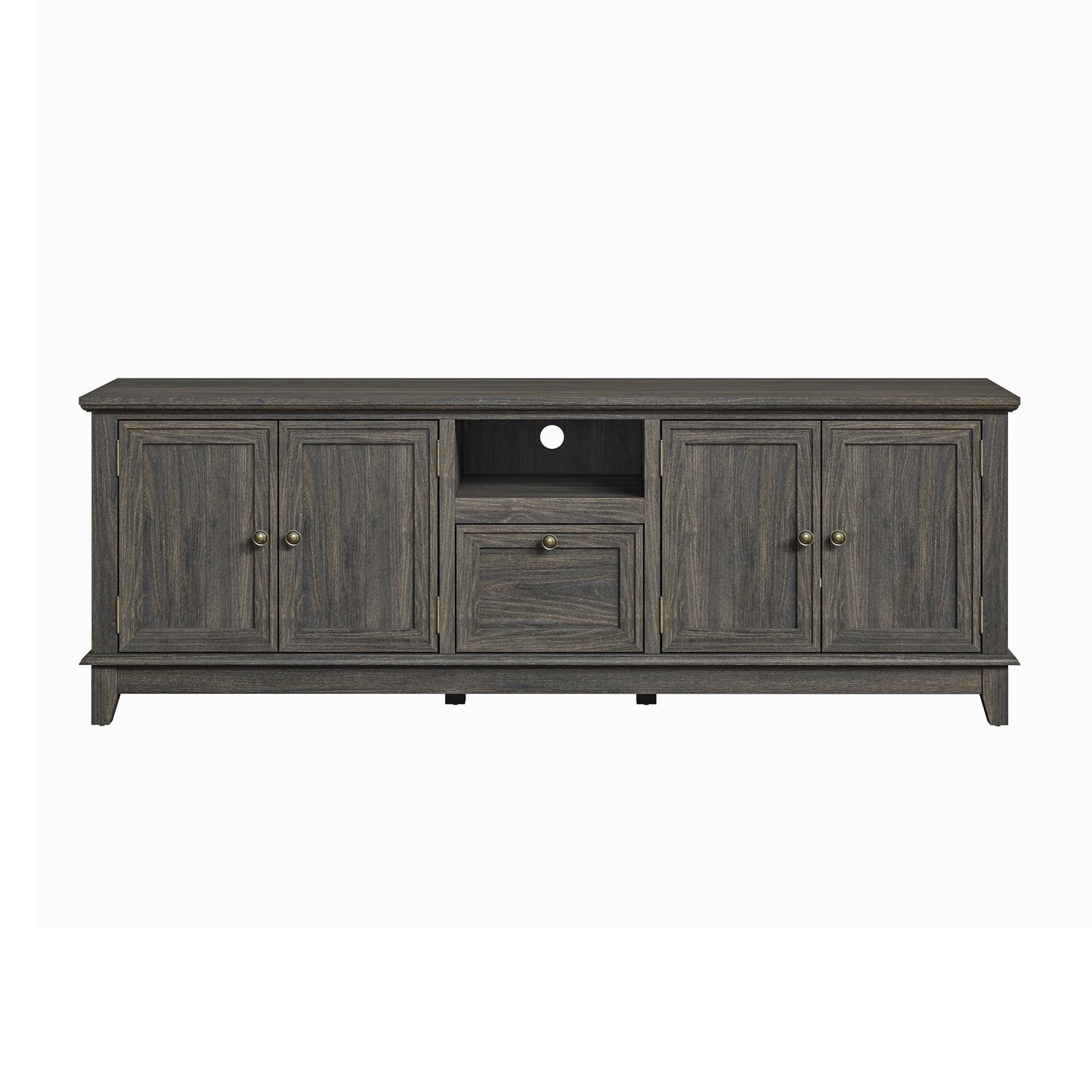 Meuble TV rustique de 183 cm (72 pouces) de large avec étagères réglables et rangement dissimulé - Largeur : 183 cm (72 pouces)