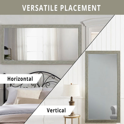 Miroir sur pied rustique pleine longueur - Miroir rectangulaire 66 x 32 cm avec cadre en bois pour salon, chambre