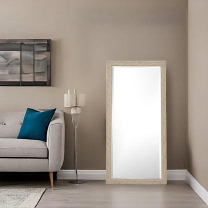 Miroir sur pied rustique pleine longueur - Miroir rectangulaire 66 x 32 cm avec cadre en bois pour salon, chambre