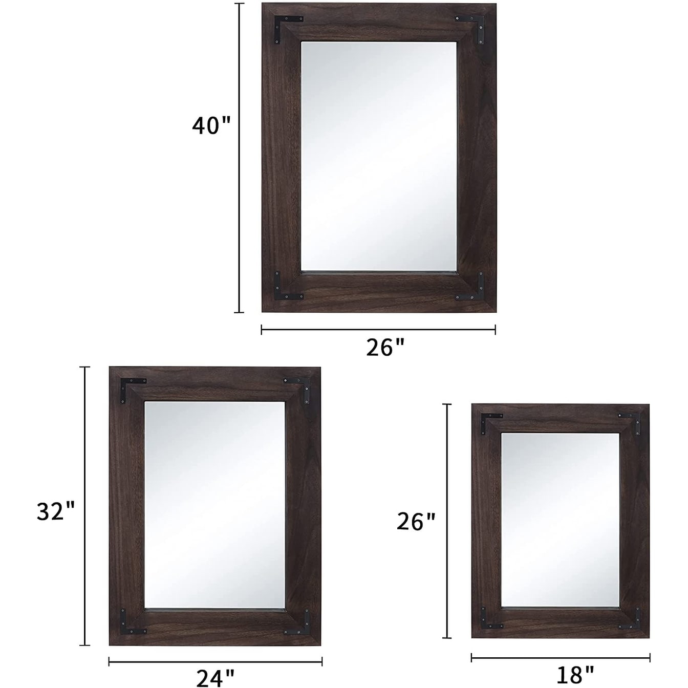 Miroir mural rustique à cadre en bois, miroir de salle de bain en bois naturel