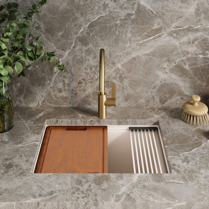 Évier de buanderie encastré Ruvati epiRock Workstation 25 pouces, blanc chaud - RVG2321WB