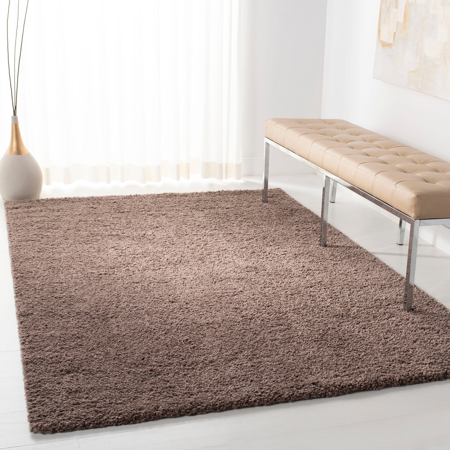 Tapis SAFAVIEH August Wilhelma Shag uni de 3 cm d'épaisseur
