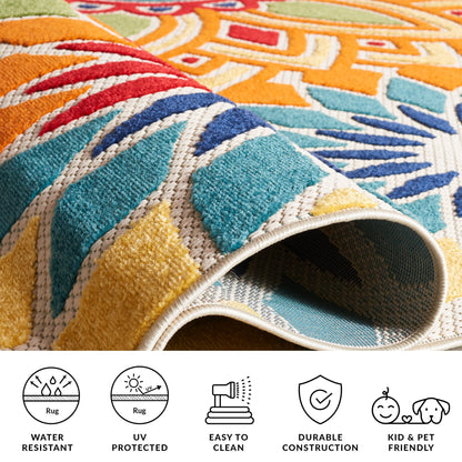 Tapis de patio imperméable à motif floral SAFAVIEH Cabana Ingke pour intérieur/extérieur
