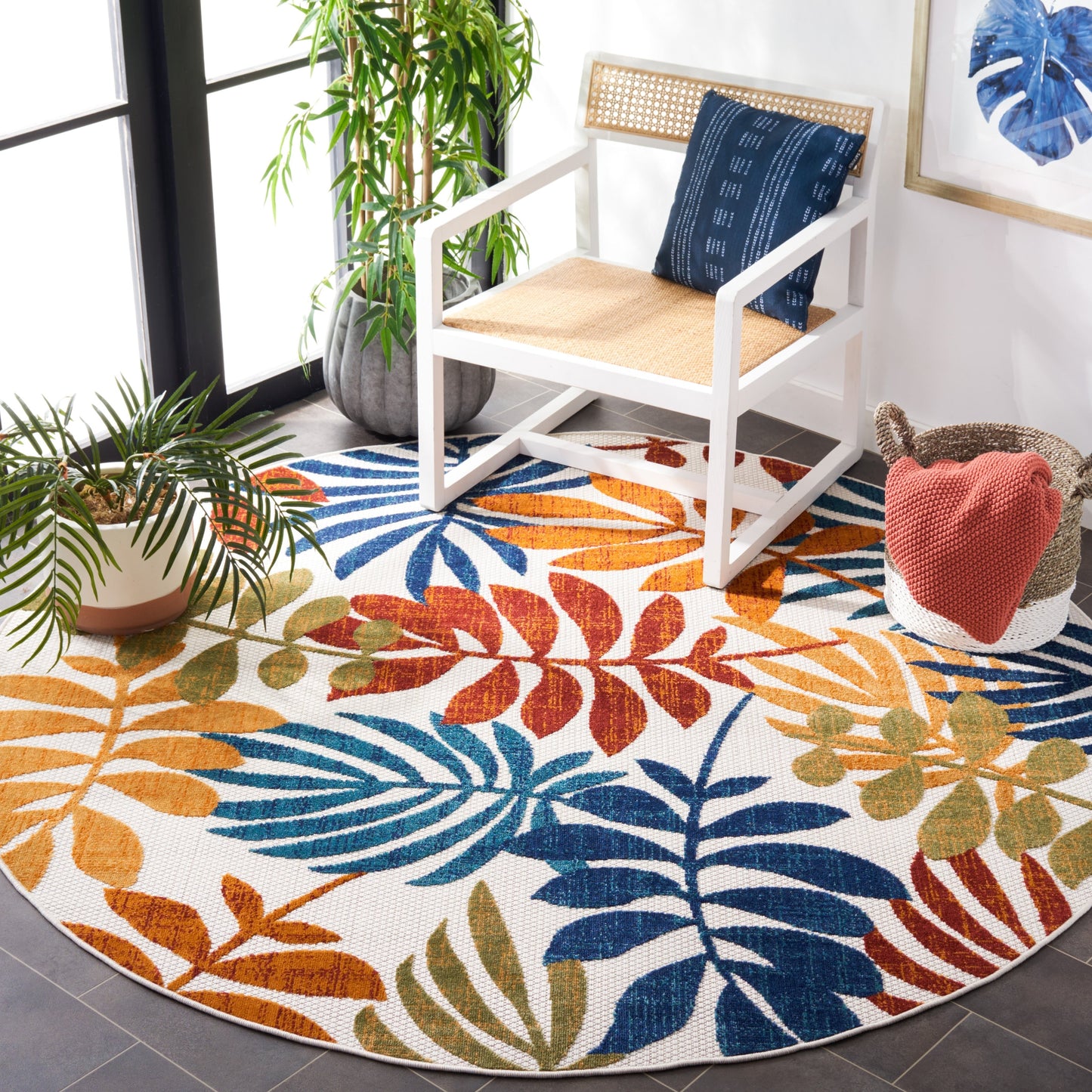 Tapis de patio imperméable à motif floral SAFAVIEH Cabana Neera pour intérieur/extérieur