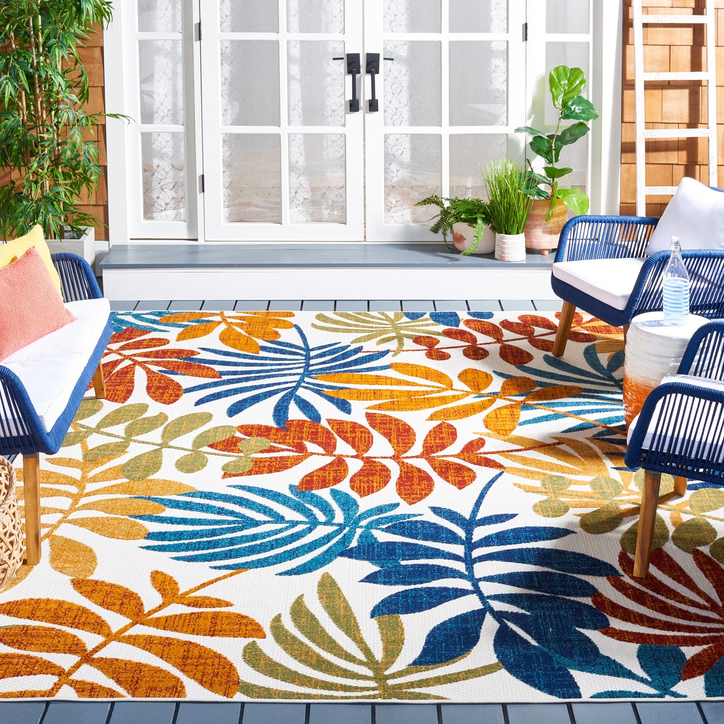 Tapis de patio imperméable à motif floral SAFAVIEH Cabana Neera pour intérieur/extérieur