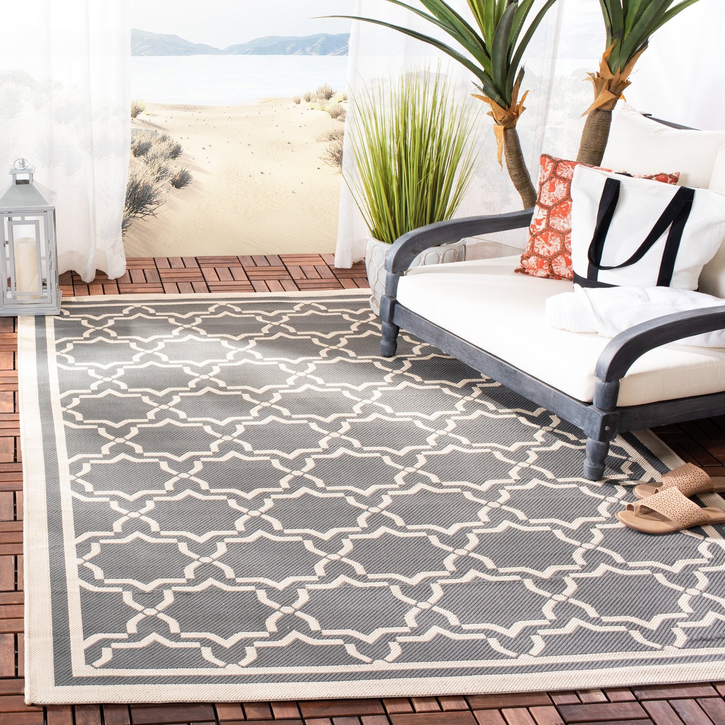 Tapis de jardin imperméable SAFAVIEH Courtyard Gulsin pour intérieur/extérieur