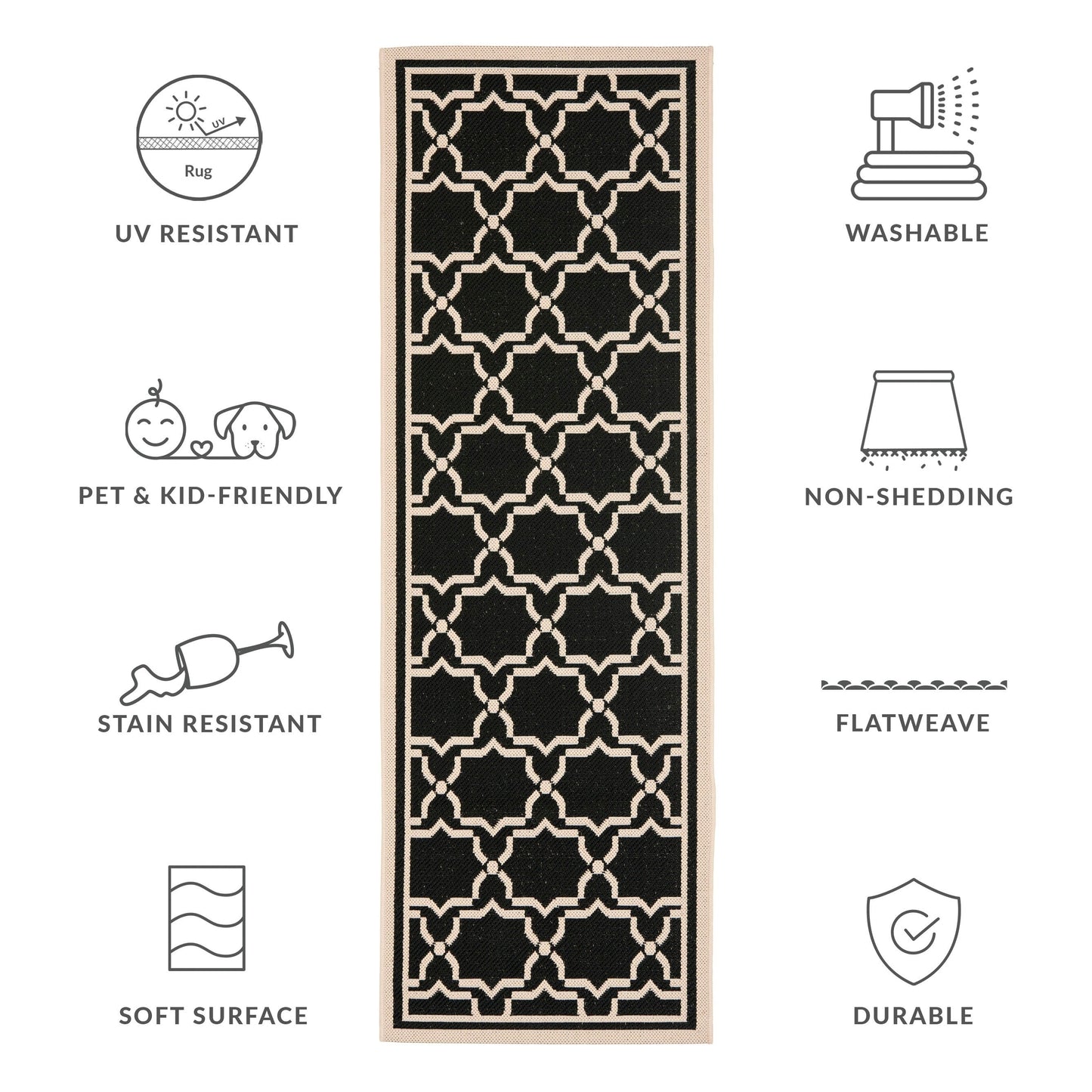 Tapis de jardin imperméable SAFAVIEH Courtyard Gulsin pour intérieur/extérieur