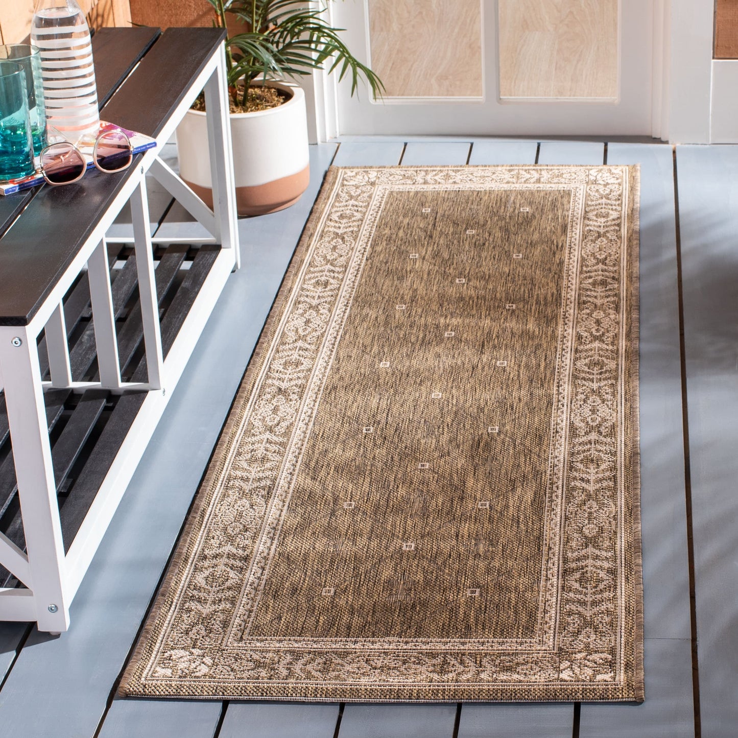 Tapis de jardin imperméable SAFAVIEH Courtyard Hendrina pour intérieur/extérieur