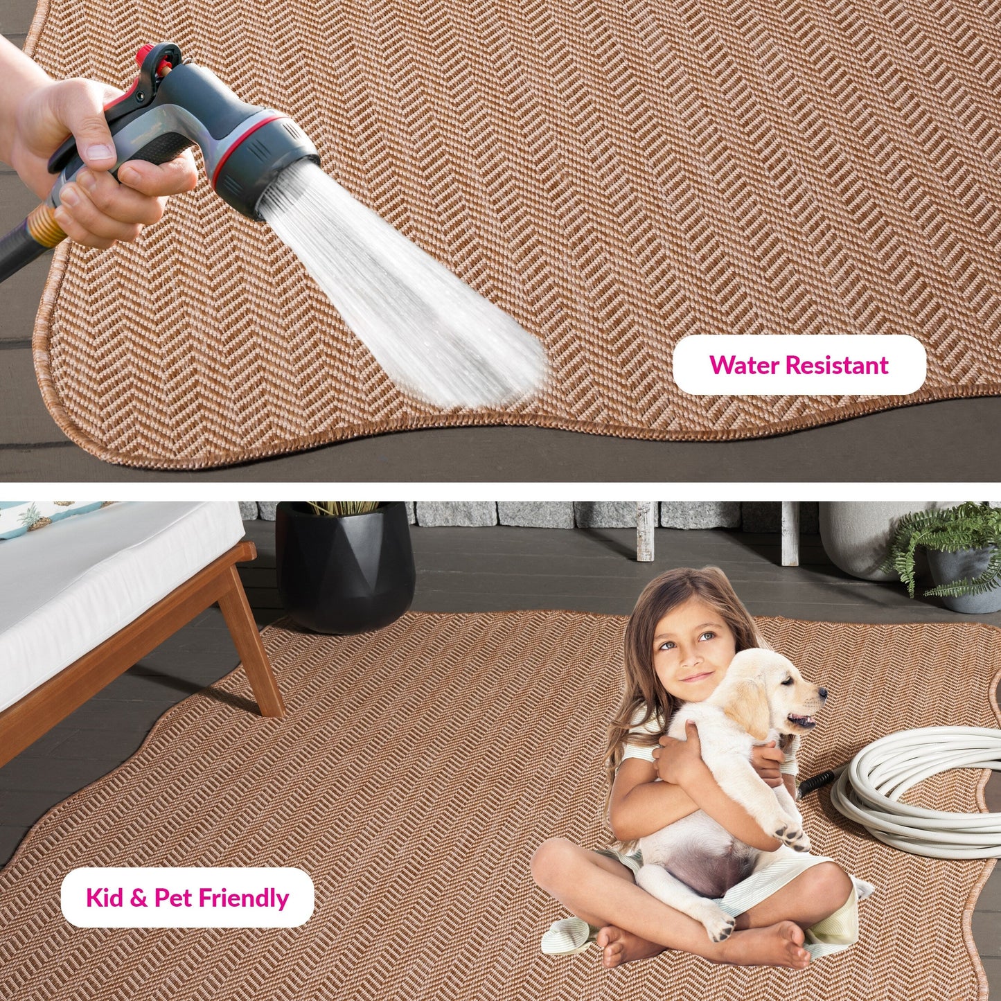 Tapis de jardin imperméable SAFAVIEH Courtyard Ilmur pour intérieur/extérieur