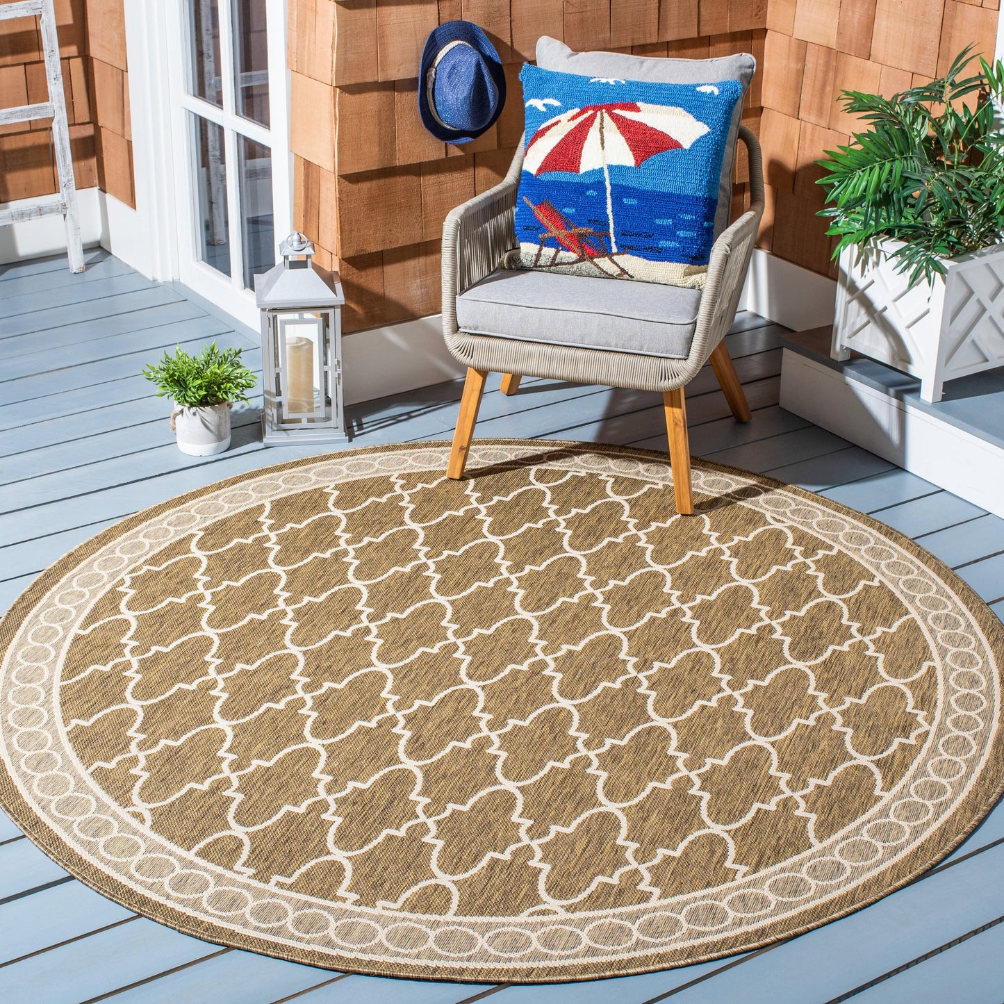 Tapis de jardin imperméable SAFAVIEH Courtyard Janell Trellis pour terrasse ou jardin